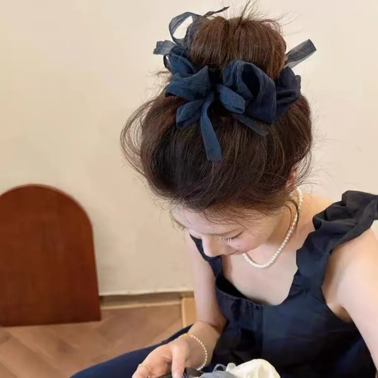 温柔网纱蝴蝶结大肠发圈女2025新款扎马尾不伤发头绳气质发绳头花