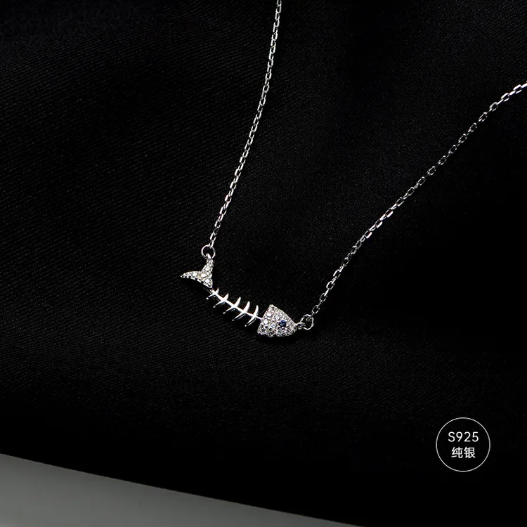 坠链均925银 小鱼骨 时髦迷人名媛风小众设计时尚简约生日礼物