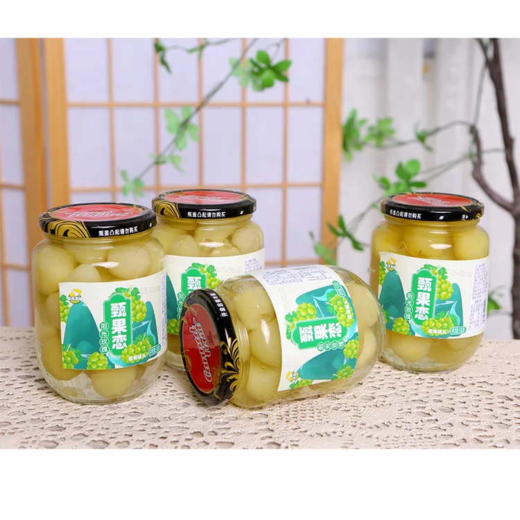 试吃一瓶【甄果恋】阳光玫瑰葡萄罐头营养510g/4瓶有籽