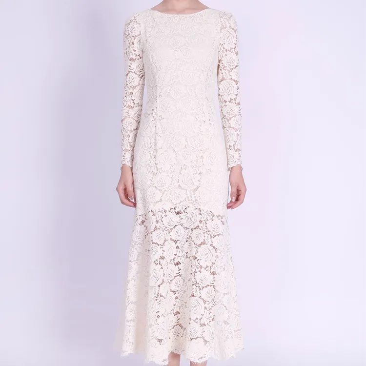 OU.FASHION/欧点秋日蕾丝连衣裙气质百搭1122430268