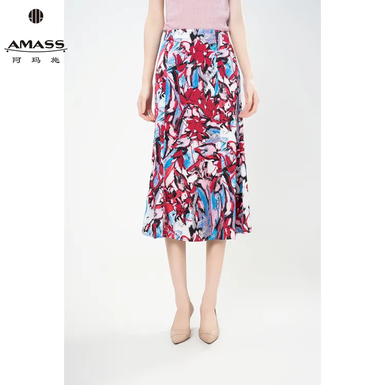 AMASS/阿玛施新款印花半身裙女气质时尚夏季百搭修身长裙 5200404