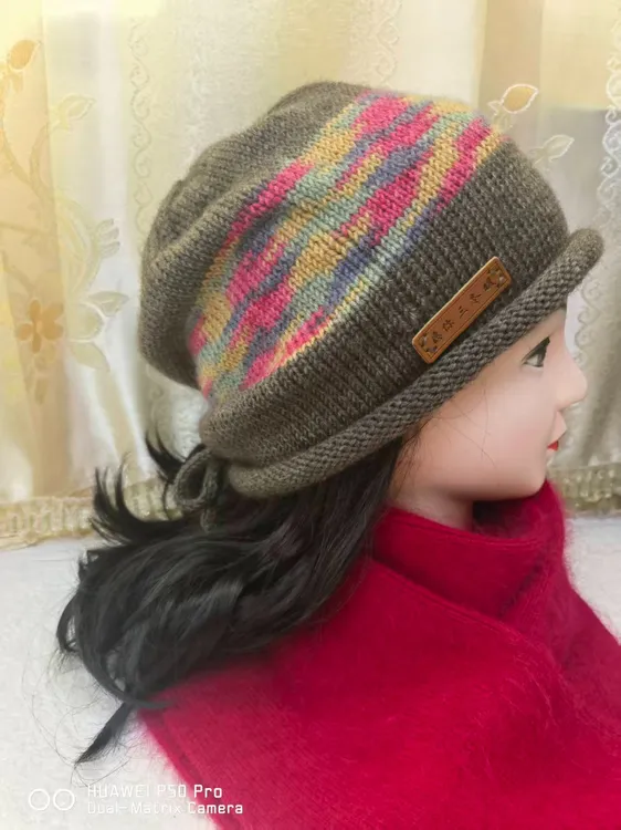 羊毛线堆堆帽手工编织diy套头帽防寒网红女保暖韩版极简风材料包