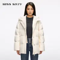 Miss Sixty2025冬季新款羽绒服女可拆连帽毛织假两件外套90鸭绒