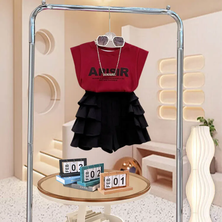 秋季中大童洋气爆款时髦衣服婴儿花边裤套装时尚夏季休闲2件套