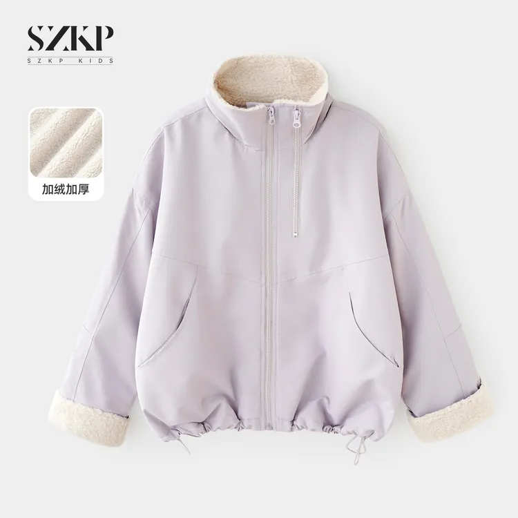SZKP冬季新款女童保暖上衣中大童时尚洋气儿童加绒外套YNYD556430