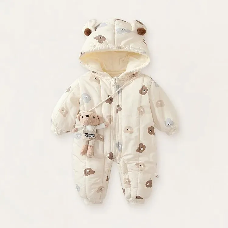 婴幼儿冬装新生男女宝宝连体加厚棉加绒外出棉冬季卡通连体婴儿