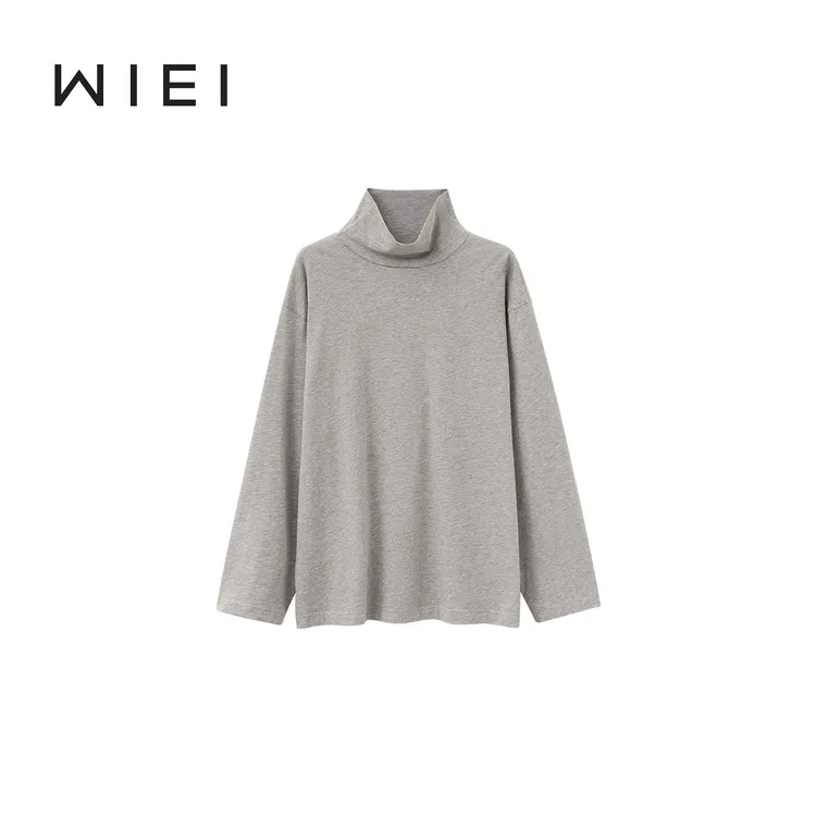 《WI EI》软软T*灵地丝羊毛&桑蚕丝_ROW风荡领慵懒长袖T恤W26100010