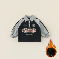 现货【加绒】儿童卫衣冬季男童韩版polo领美式印花保暖长袖AS921