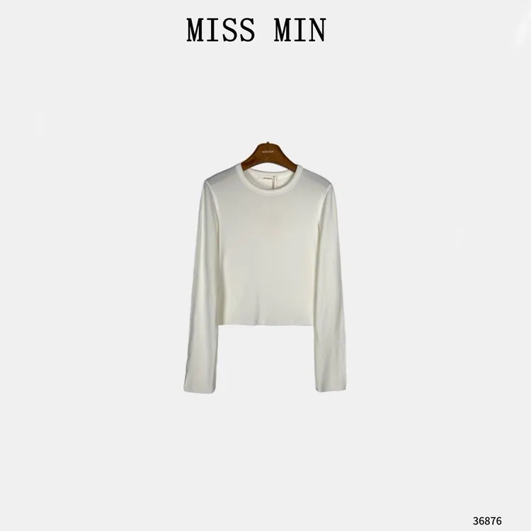 MISS MIN【软糯】圆领套头清冷松弛感女装百搭通勤显瘦上衣36876