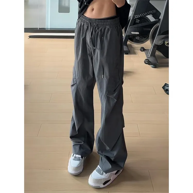 灰色cleanfit斜切尼龙速干工装裤男美式冰丝透气伞兵裤户外登山裤