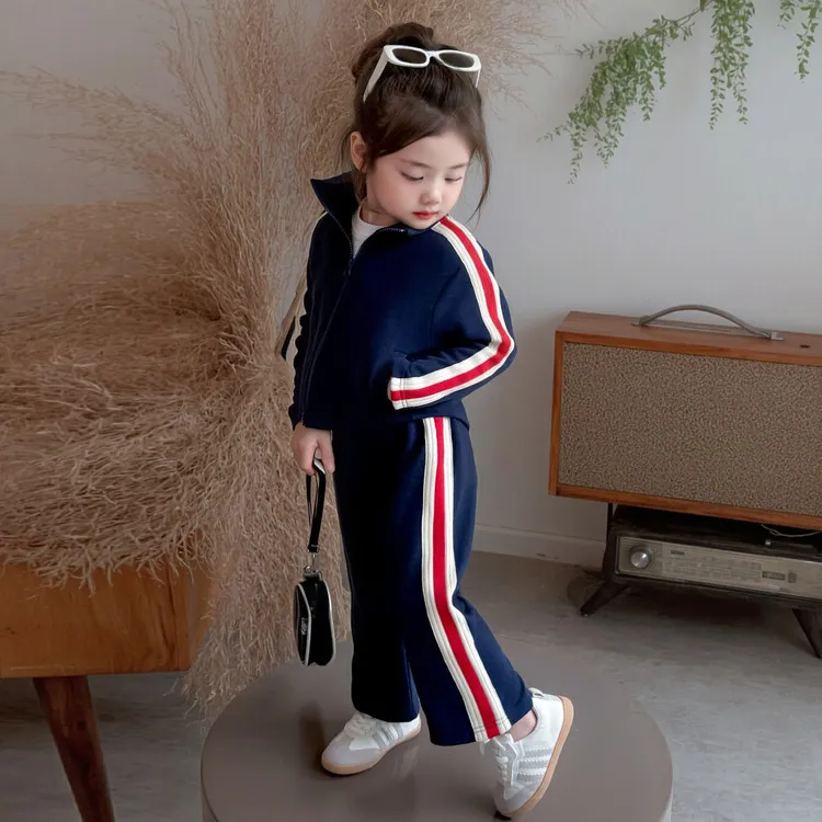 童装女童套装2025秋季新款儿童运通外套休闲裤子两件套拉链衫外套