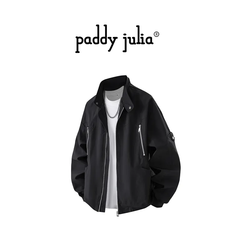 Paddy julia美式高级感拉链立领夹克外套男秋季简约设计百搭宽松