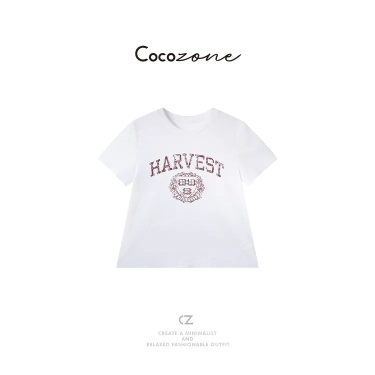 COCO ZONE 刘一一【棉麻混纺】圆领简约街头风T恤 CD1A1188