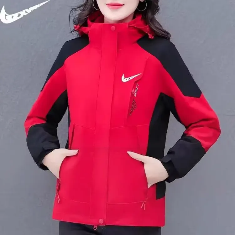 N1KE官网三合一可拆卸冲锋衣女款大码防风防雨户外保暖加绒厚外套