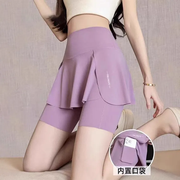 五分运动短裤女夏季假两件衣服防走光短裤裙裤甜美可爱风格衣服