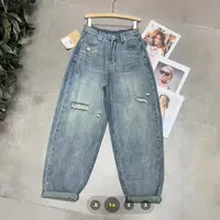 3207#时尚破洞老爹裤