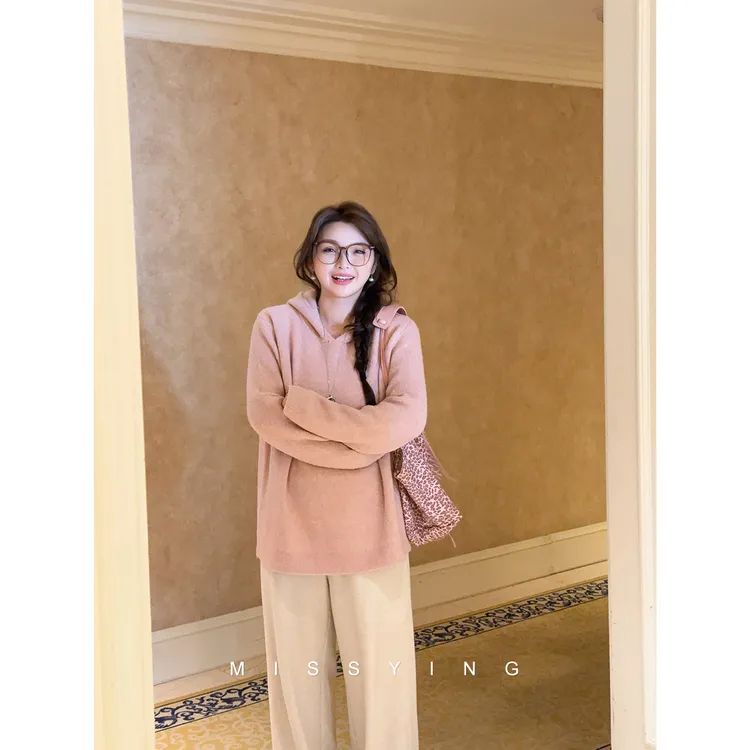 应小姐【心动邀约】微胖大码秋冬显瘦长袖套头款宽松百搭毛衣针织衫