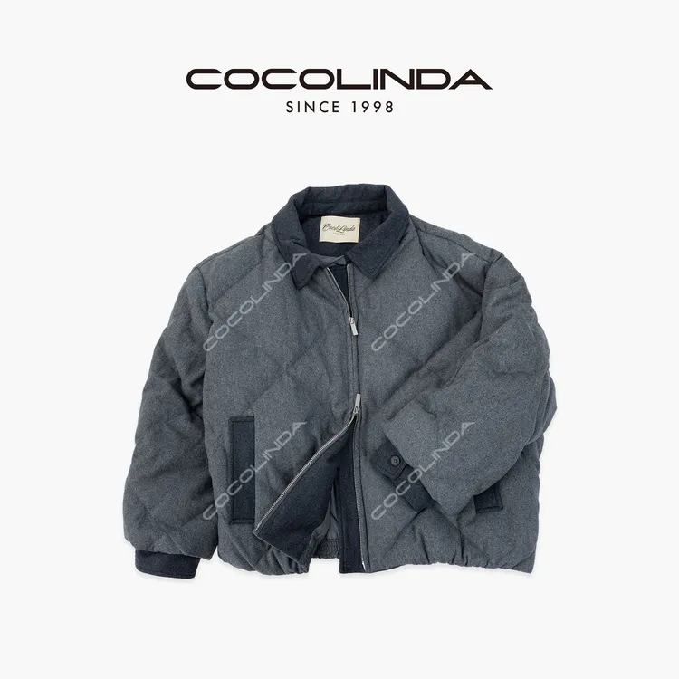 COCOLINDA| 90白鸭绒男女CP翻领羊毛拼色羽绒服Y5355