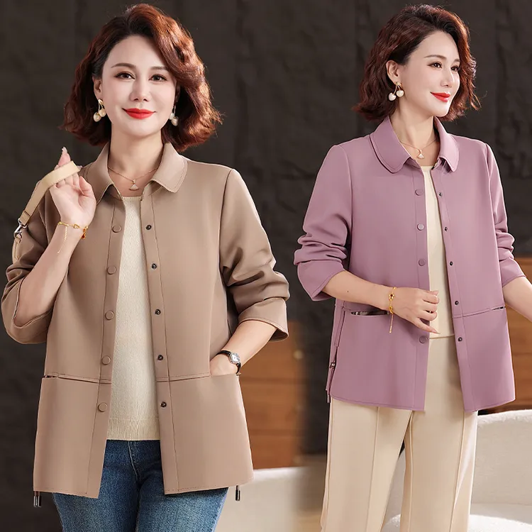 洋气妈妈秋装外套2025新款中年女士洋气上衣中老年人春秋减龄风衣