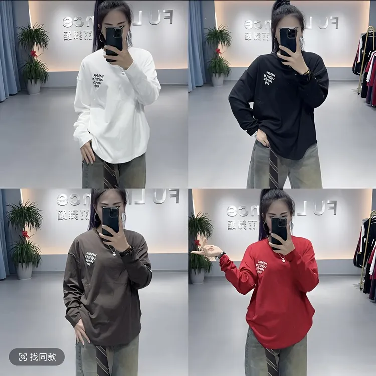 CX秋冬新品591款磨毛宽松大版刺绣长袖