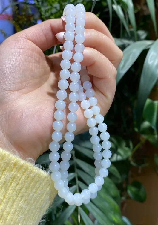 和田白玉6mm珠串百搭时尚