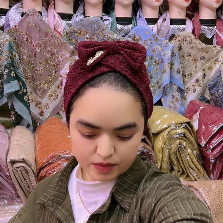 运动极简风女薄款化疗后蕾丝宽边帽子百搭女士秋冬春季冬季帽