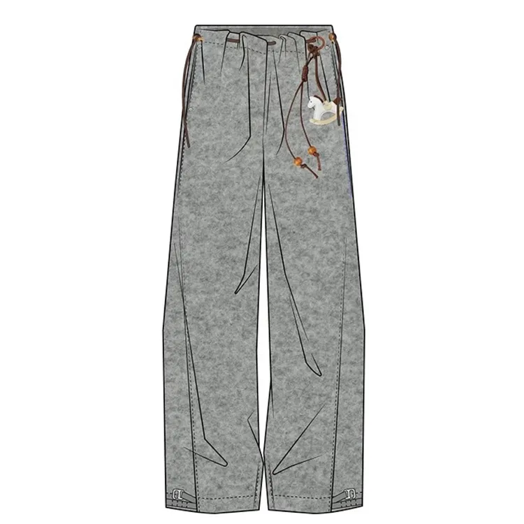 【丿未·PUREVENUS】25秋冬新款休闲宽松特洛伊毛弯刀裤