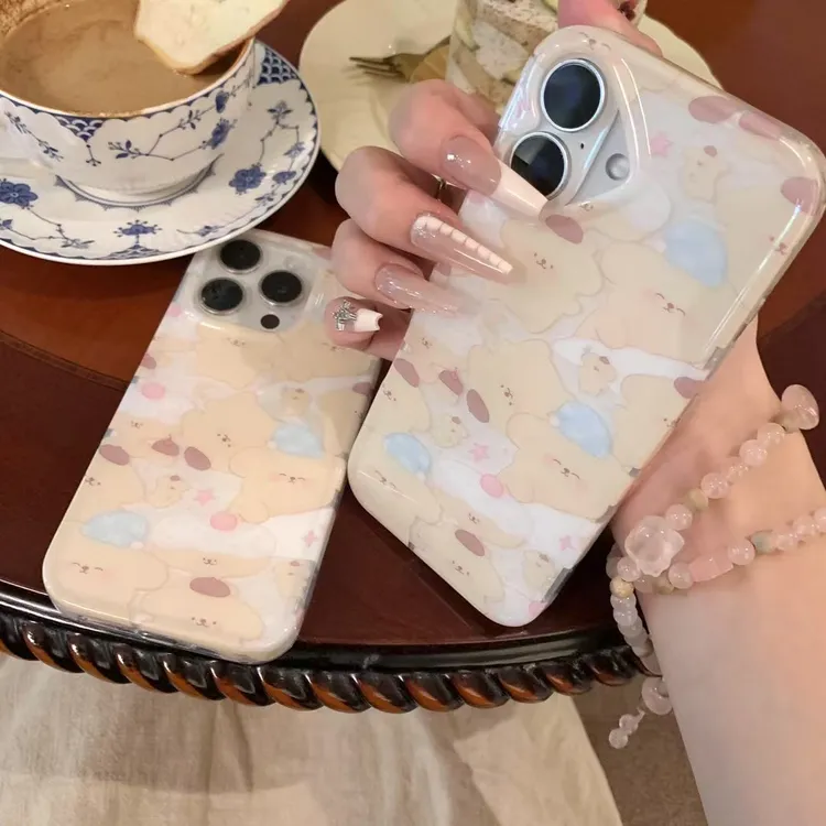 可爱清新满屏布丁狗手机壳适用于多款苹果机型防摔保护套