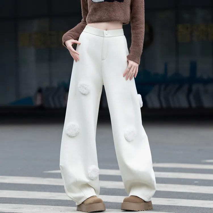 米色裤子弯刀裤女款爆款2025新款秋冬加厚慵懒风休闲裤糯米裤卫裤