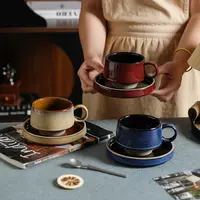 舍里复古陶瓷咖啡杯碟套装家用下午茶杯子高颜值马克杯水杯伴手礼