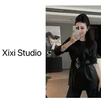 【西西】气质常规厚薄秋季轻奢皮马甲三件套套装