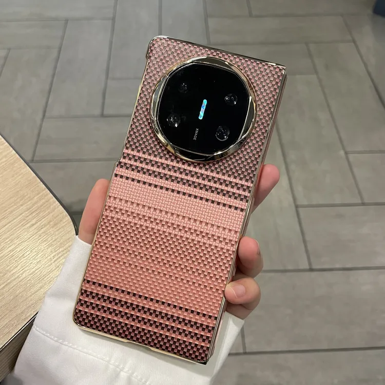 适用华为matex6手机壳新款日落碳纤纹银边保护壳华为matex6外壳