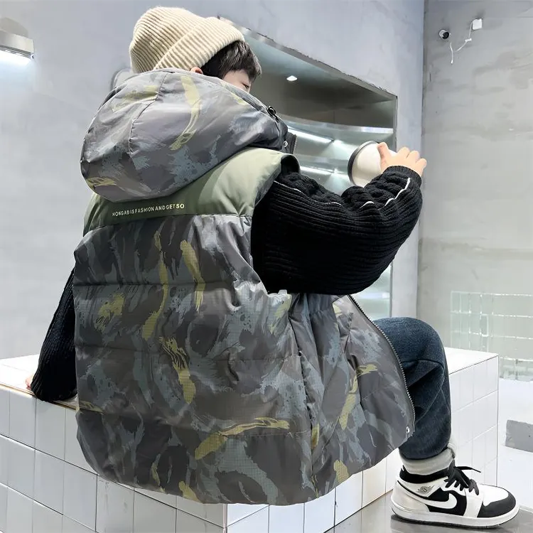 男童羽绒马甲冬装2025新款中大儿童帅气男孩马夹冬季外穿坎肩背心