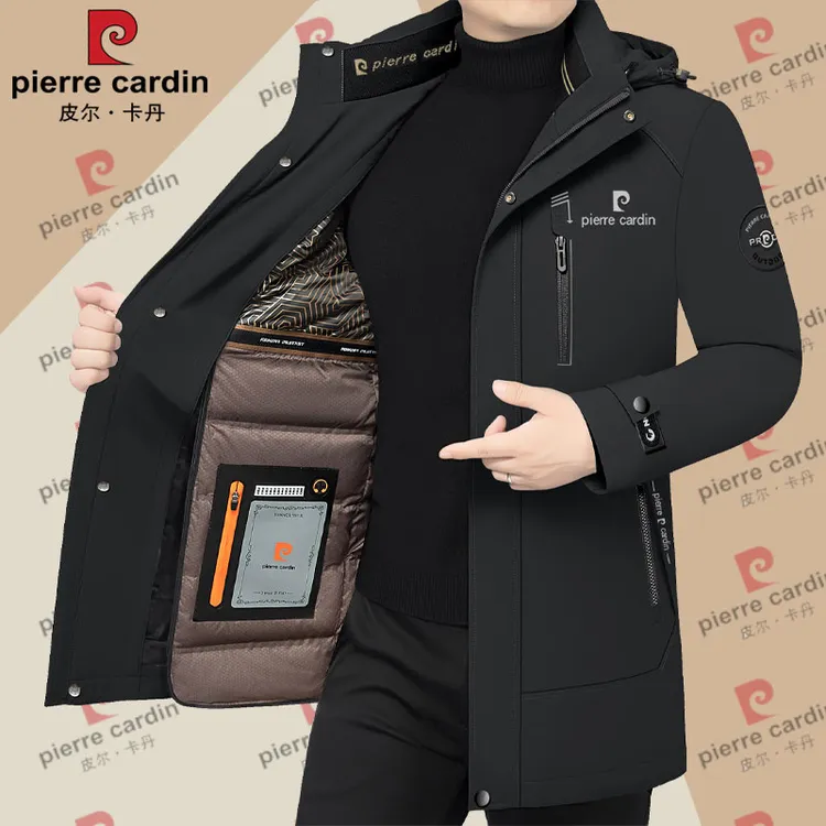 皮尔卡丹冬季羽绒服男士可脱卸内胆鸭绒外套中长款防寒保暖冬装潮