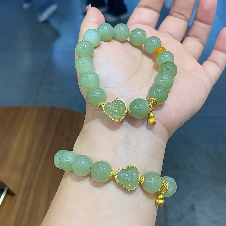 和田玉佛公手串轻奢贵气简约设计国风手链闺蜜时尚气质