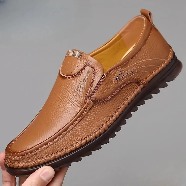 【头层牛皮】防臭防滑百搭休闲软底软面一脚蹬皮鞋男款爆款2025新款