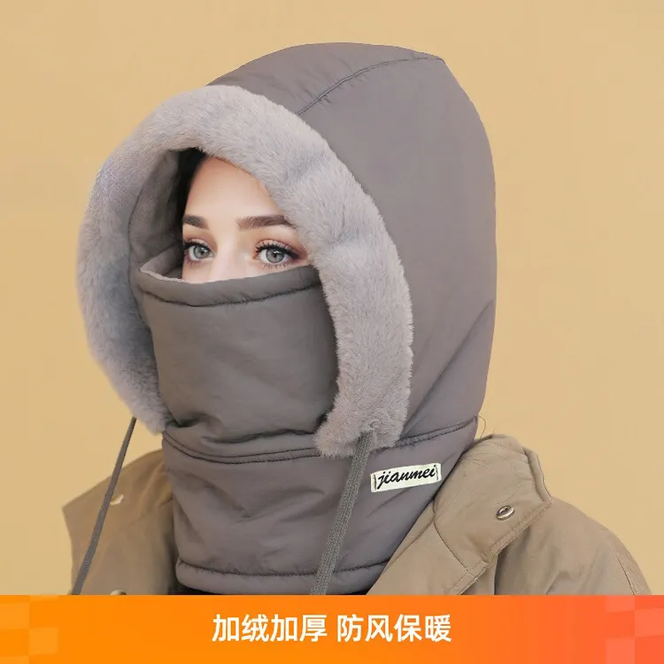 冬季新款羽绒雷锋帽女加绒加厚百搭防寒保暖帽户外骑行防风帽子男