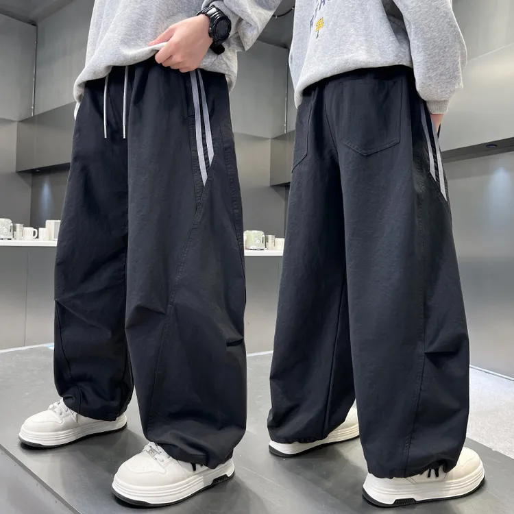 男童秋装裤子2025春秋新款儿童休闲运动裤中大童宽松弯刀直筒裤潮