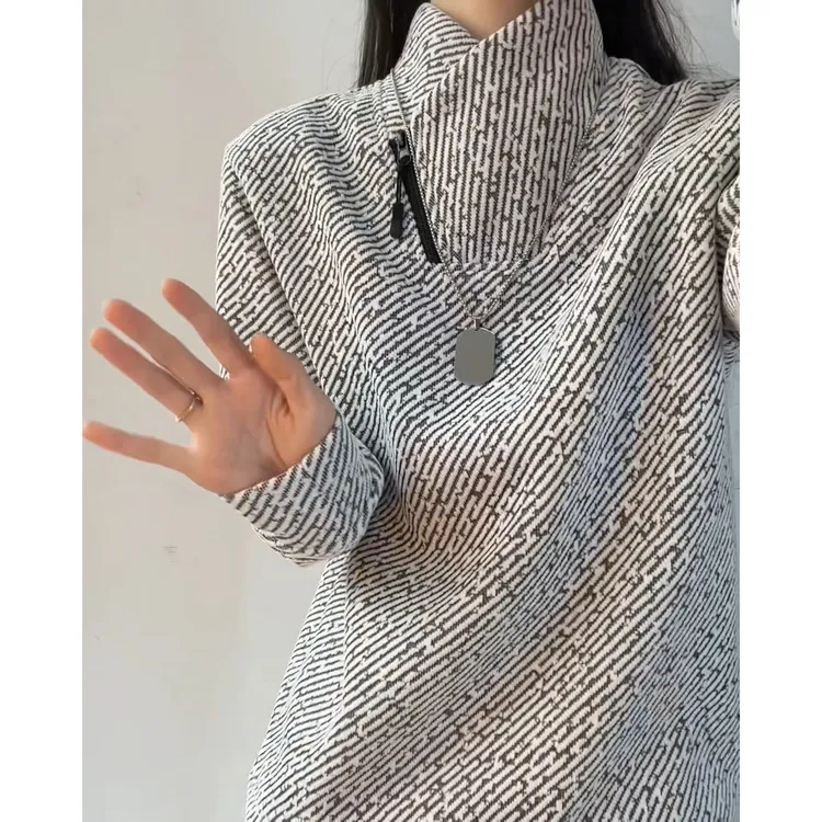 美式复古条纹交叉V领卫衣男款秋冬加绒加厚长袖t恤打底衫内搭上衣