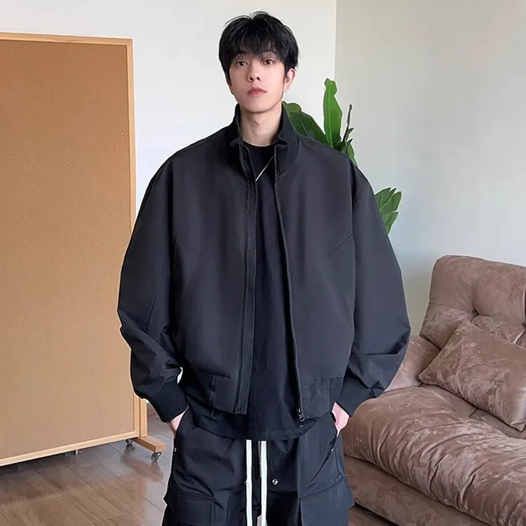 棒球服高街美式cleanfit春秋立领飞行员男廓形bomber外套短款夹克