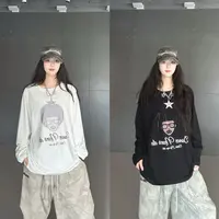 CBXLAB街舞潮牌钻石肖像美式长袖百搭长袖宽松嘻哈打底秋季上衣