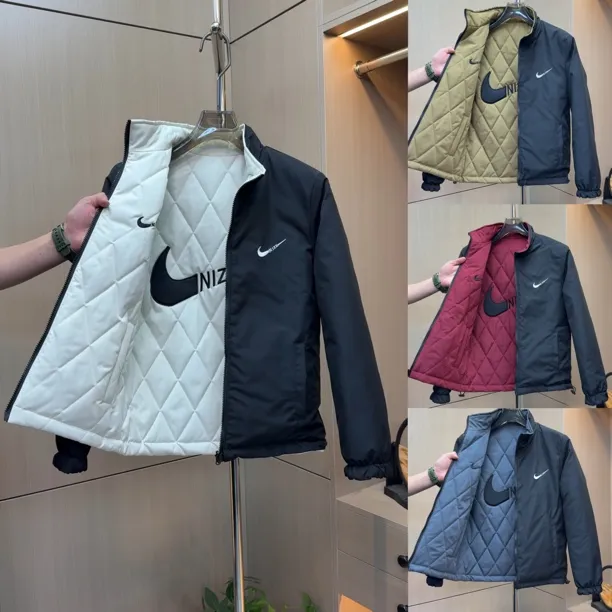 【双面服】秋冬新款刺绣扎格设计百搭休闲薄棉棉衣9911