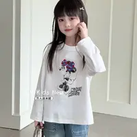 【万人迷米妮】2025秋女童圆领长袖T恤儿童上衣内搭打底衫N-657300
