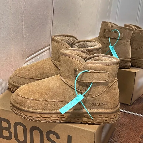 官方正品厚底雪地靴加绒男女鞋冬季2025新款男士防水防滑面包棉鞋