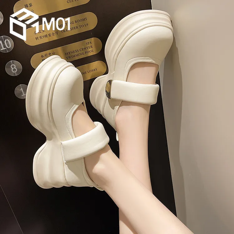 M01婚鞋女主婚纱神器新娘鞋婚礼伴娘鞋玛丽珍鞋松糕鞋厚底增高鞋