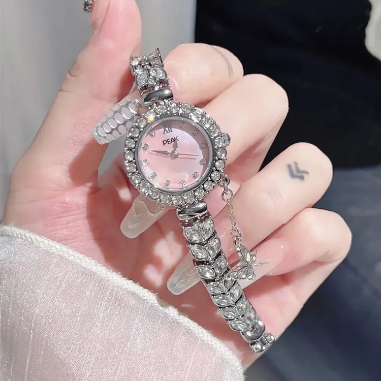 PEAK匹克正品美人鱼手表女款蝴蝶吊坠鱼尾女士满天星小众轻奢腕表