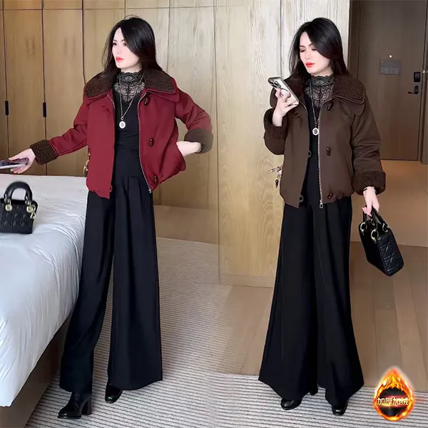 【季颜品牌】秋冬新款显瘦穿搭休闲时尚洋气气质宽松加绒短外套137