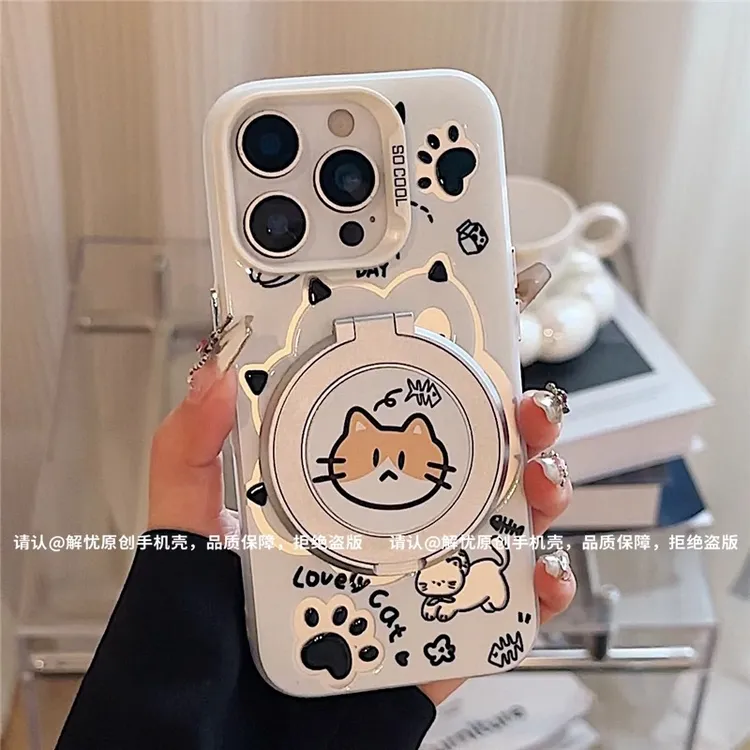 镂空猫爪支架适用苹果16promax手机壳华为OPPO小米15VIVO高级潮流