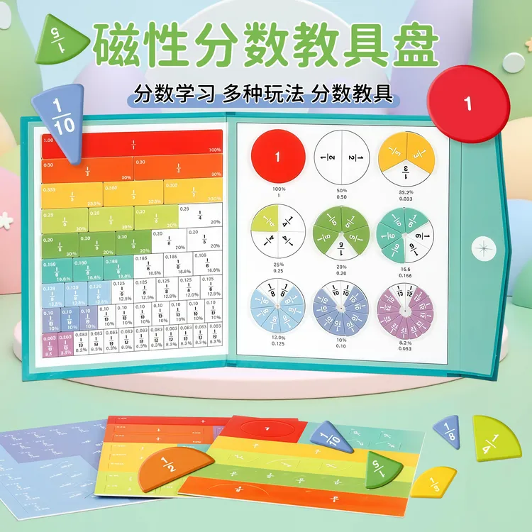 磁性分数盘演示器小学三年级数学加减法运算学习数字启蒙分数教具