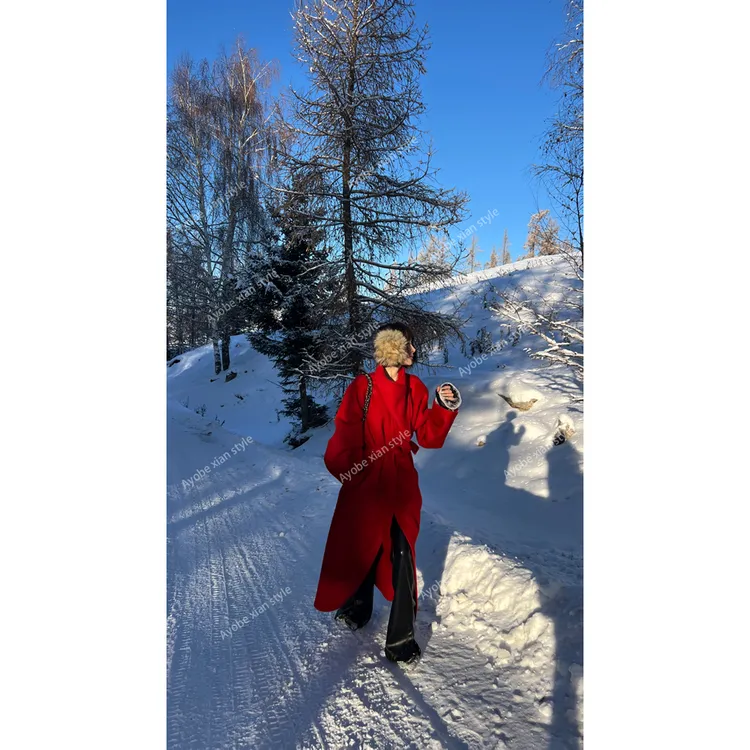 【AYOBE】小贤 贵感100双面羊毛气质大翻领长款保暖大衣